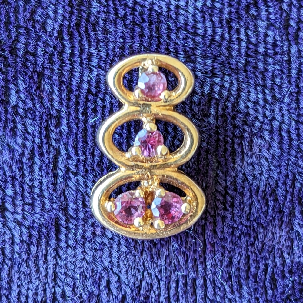 Solid 14K Gold Pendant With Real Natural Ruby Stones, Antique / Vintage